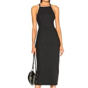 Rag & Bone Watts Engineered Heathered Grey High Neck Knit Midi Dress